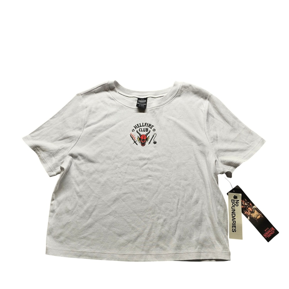 Stranger Things No Boundaries Hellfire Club T-Shirt Girls XL 16-18 White Netflix